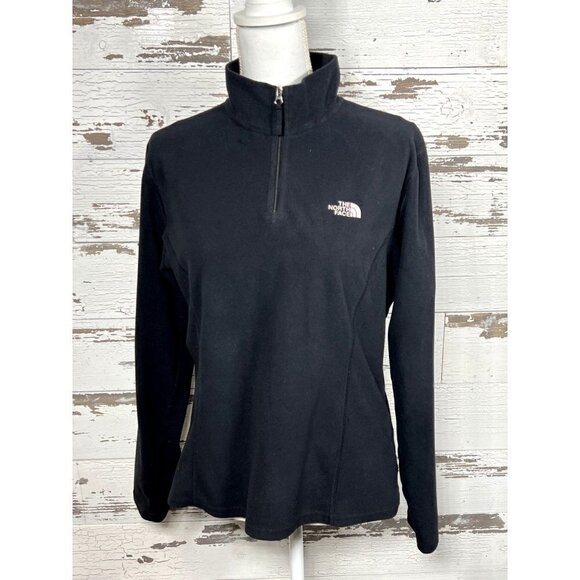 NORTH Face 1/4 Zip TKA 100 Fleece Pullover Black L EUC - Picture 1 of 6